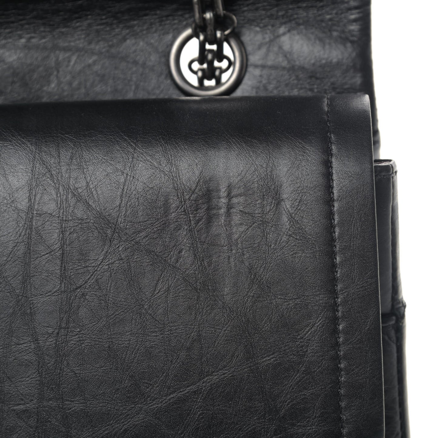 Aged Calfskin Quilted 2.55 Reissue 227 Flap Black