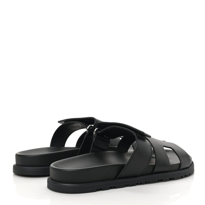 Hermes Calfskin Womens Chypre Sandals 37 Black 4 of 8