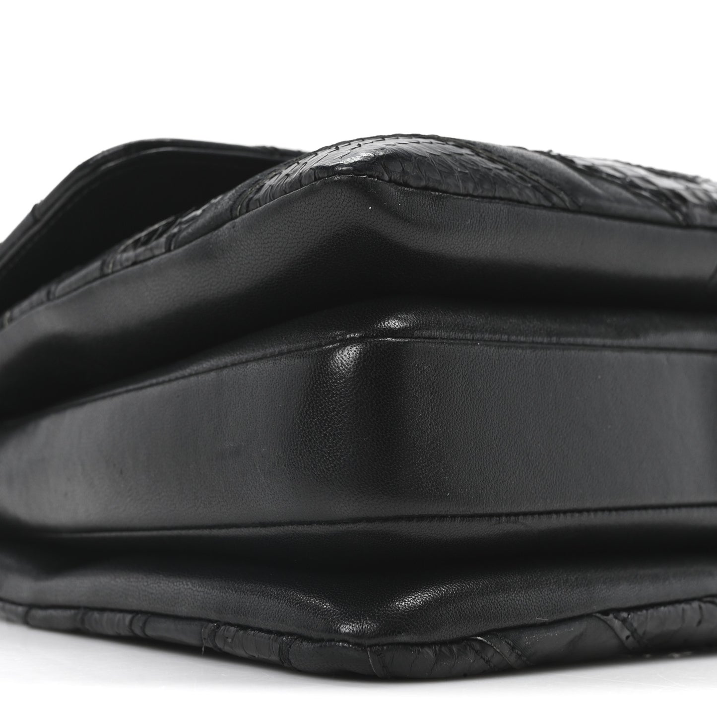 Calfskin Sheepskin Watersnake Chevron Quilted CC Small Trendy CC Dual Handle Flap Bag Black