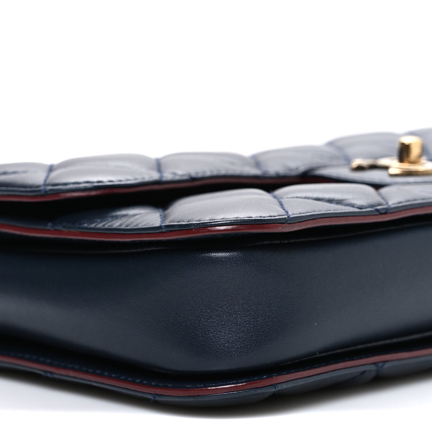 Lambskin Quilted Medium Perfect Edge Flap Navy