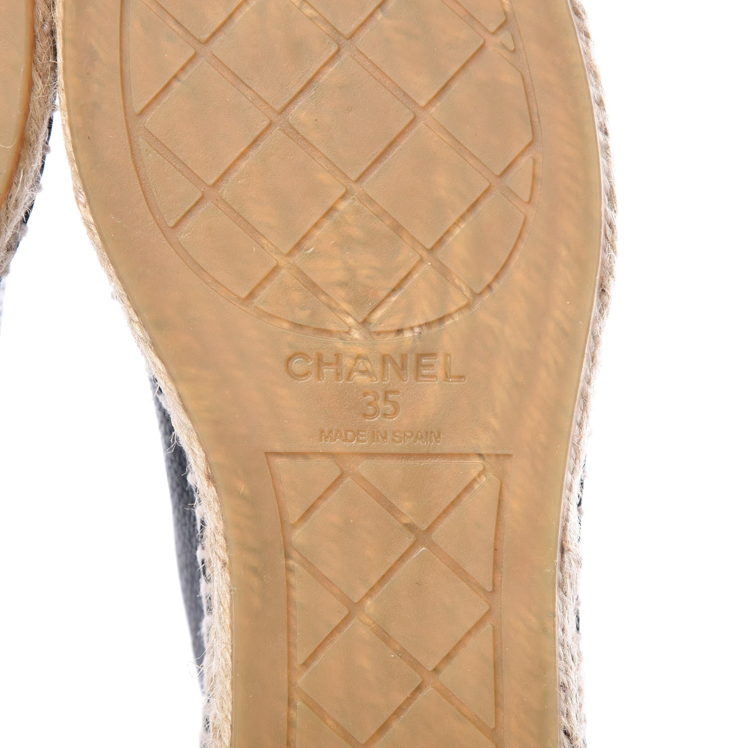 Chanel Grained Calfskin CC Espadrilles 35 Black Navy 7 of 11