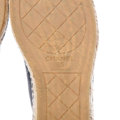Chanel Grained Calfskin CC Espadrilles 35 Black Navy 7 of 11