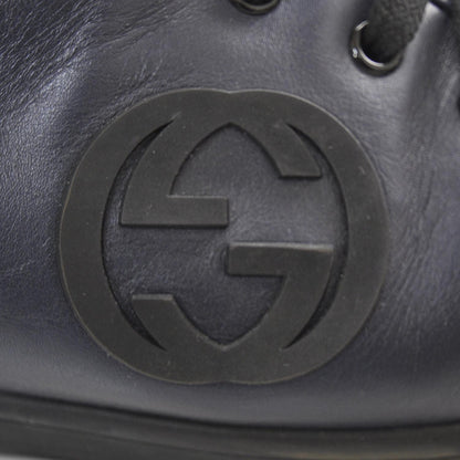 Gucci Leather Mens GG High Top Sneakers 10.5 Navy 7 of 10
