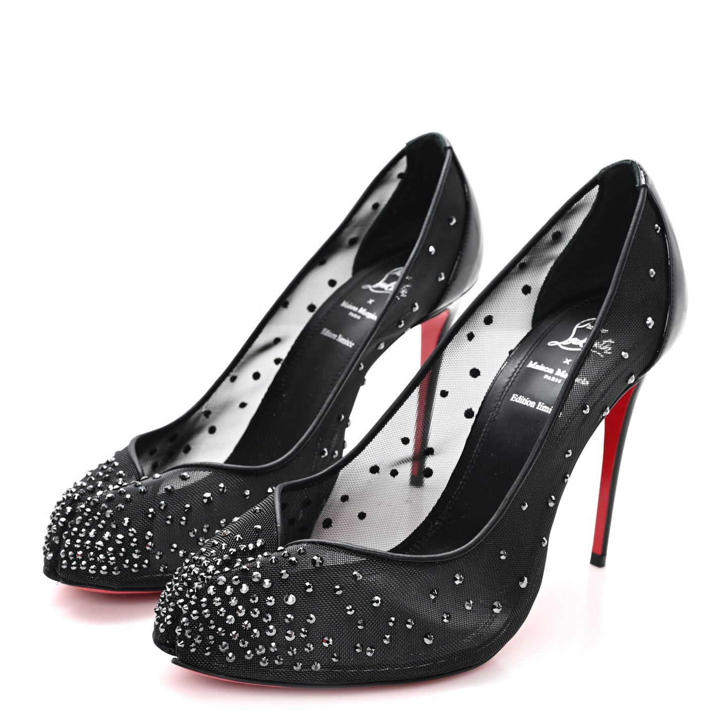 X MAISON MARGIELA Rete Glitter Specchio Bridiela Una Strass Tabi Pumps 39.5 Black