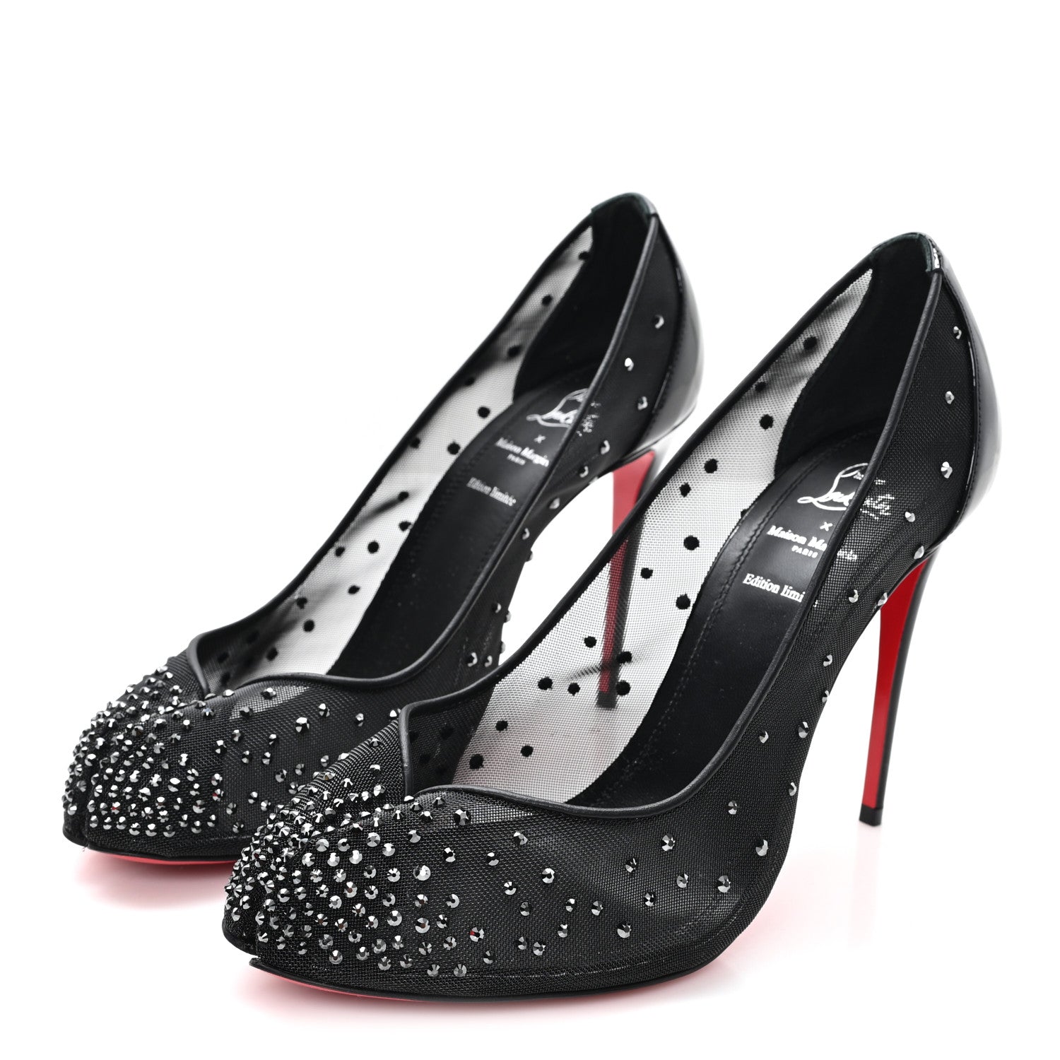 Christian Louboutin X MAISON MARGIELA Rete Glitter Specchio Bridiela Una Strass Tabi Pumps 39.5 Black 4 of 8