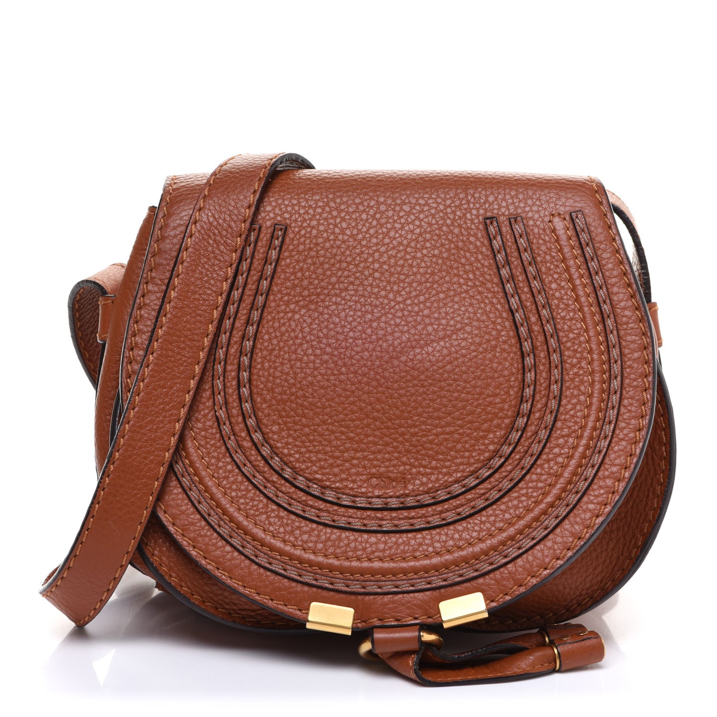 Calfskin Mini Marcie Round Crossbody Bag Tan