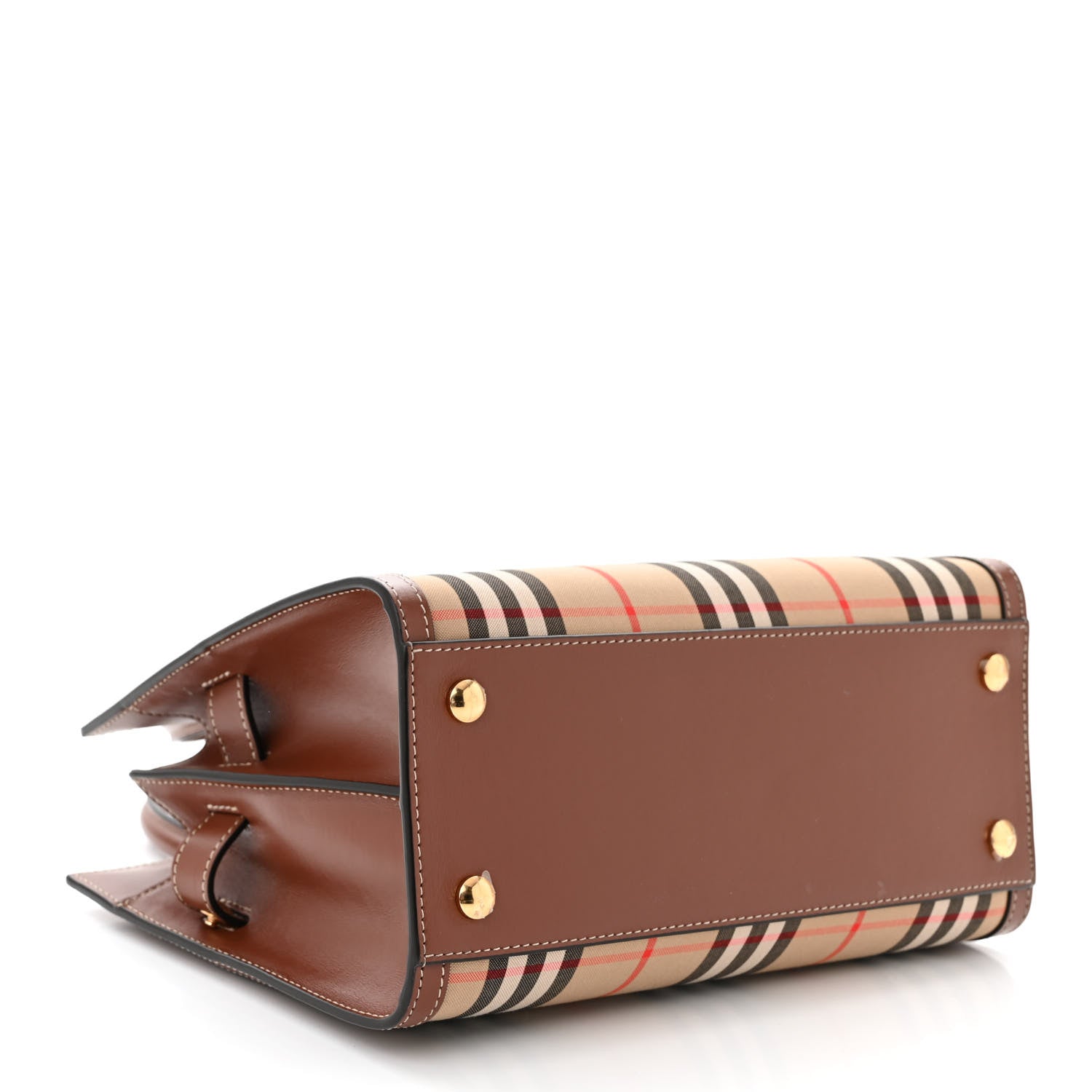 Burberry Calfskin Vintage Check Mini Two Handle Title Bag Archive Beige 4 of 10