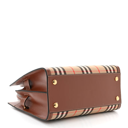 Burberry Calfskin Vintage Check Mini Two Handle Title Bag Archive Beige 4 of 10