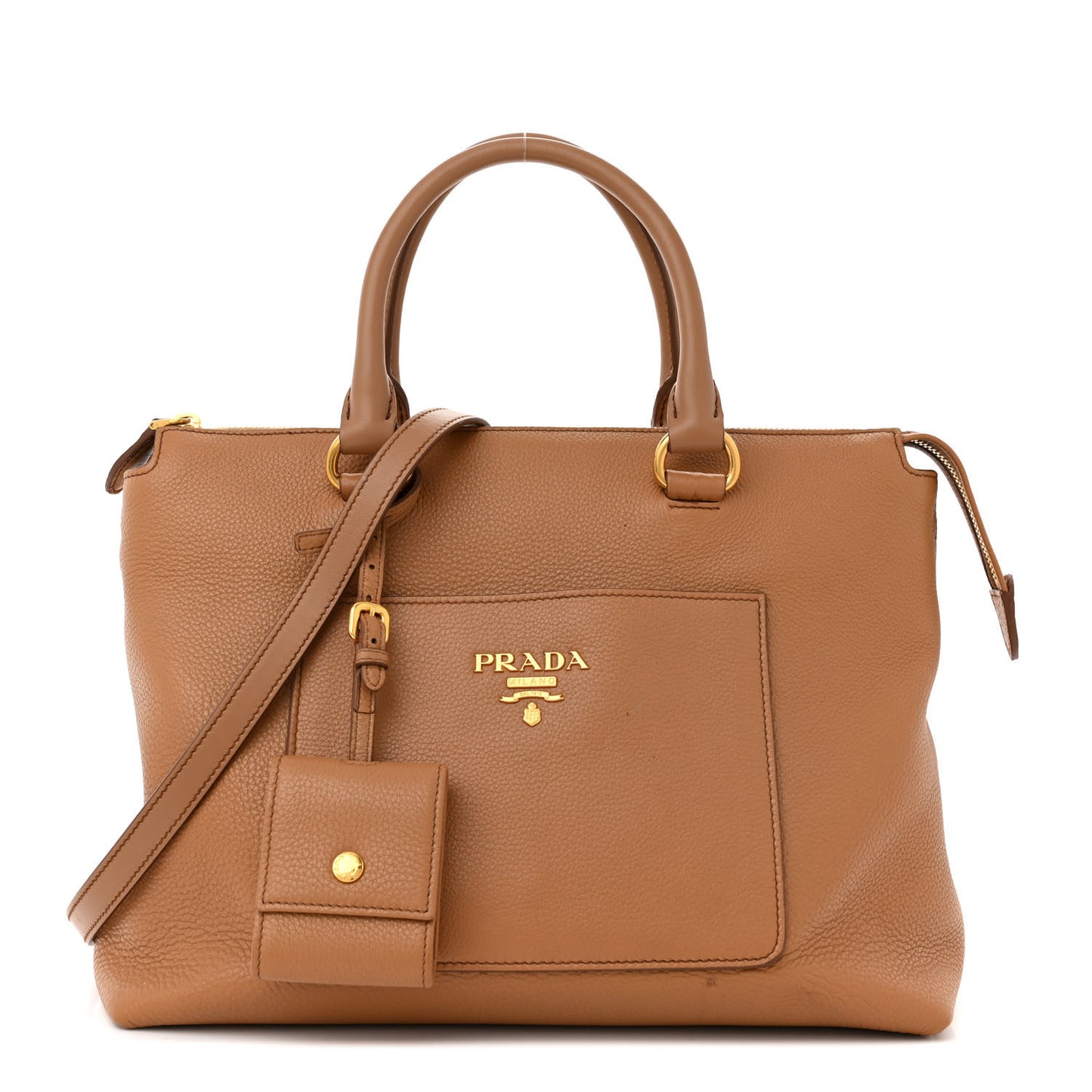 Vitello Daino Pocket Tote Caramel