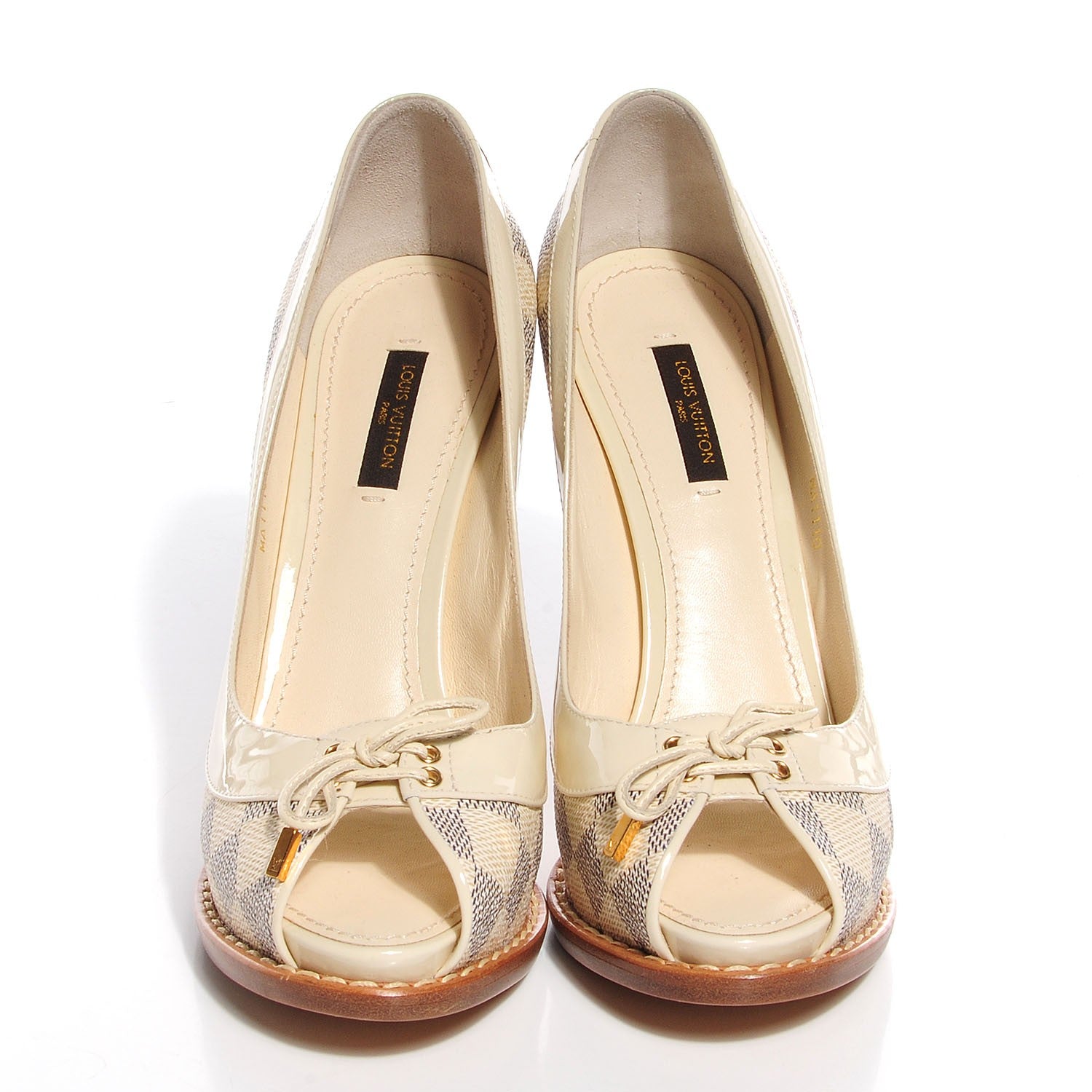 Louis Vuitton Damier Azur Palm Beach Open Toe Pumps 38 2 of 7