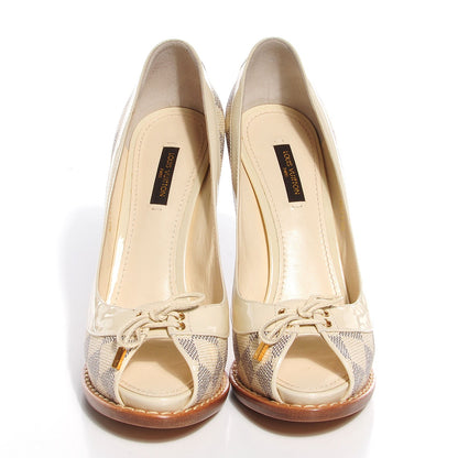 Louis Vuitton Damier Azur Palm Beach Open Toe Pumps 38 2 of 7