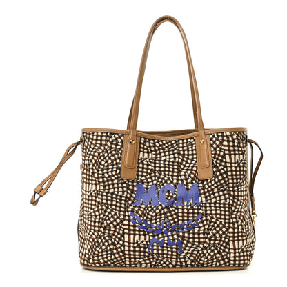 MCM Visetos Medium Liz Reversible Shopper Tote Cognac 3 of 15