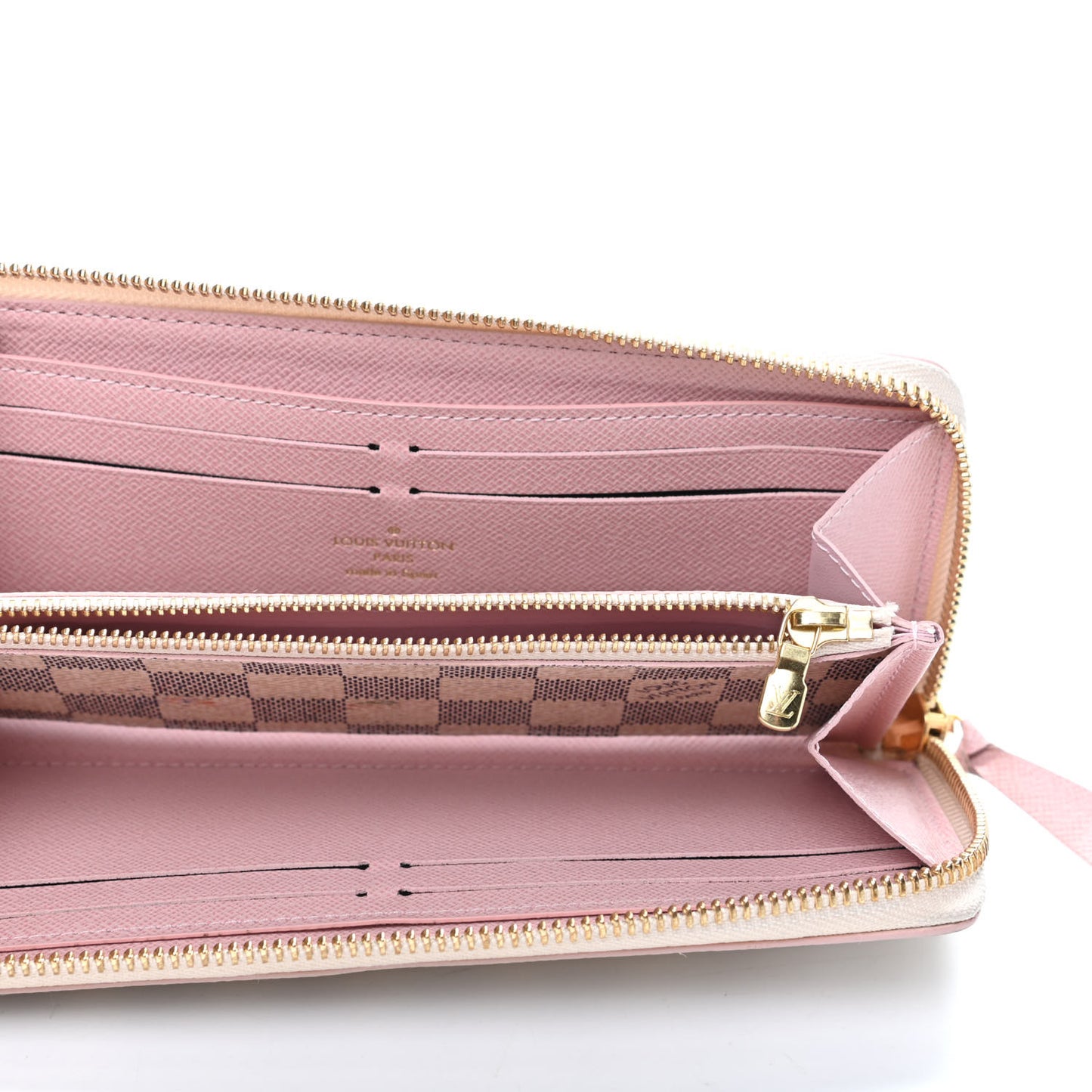 Damier Azur Studded Clemence Wallet Rose Ballerine