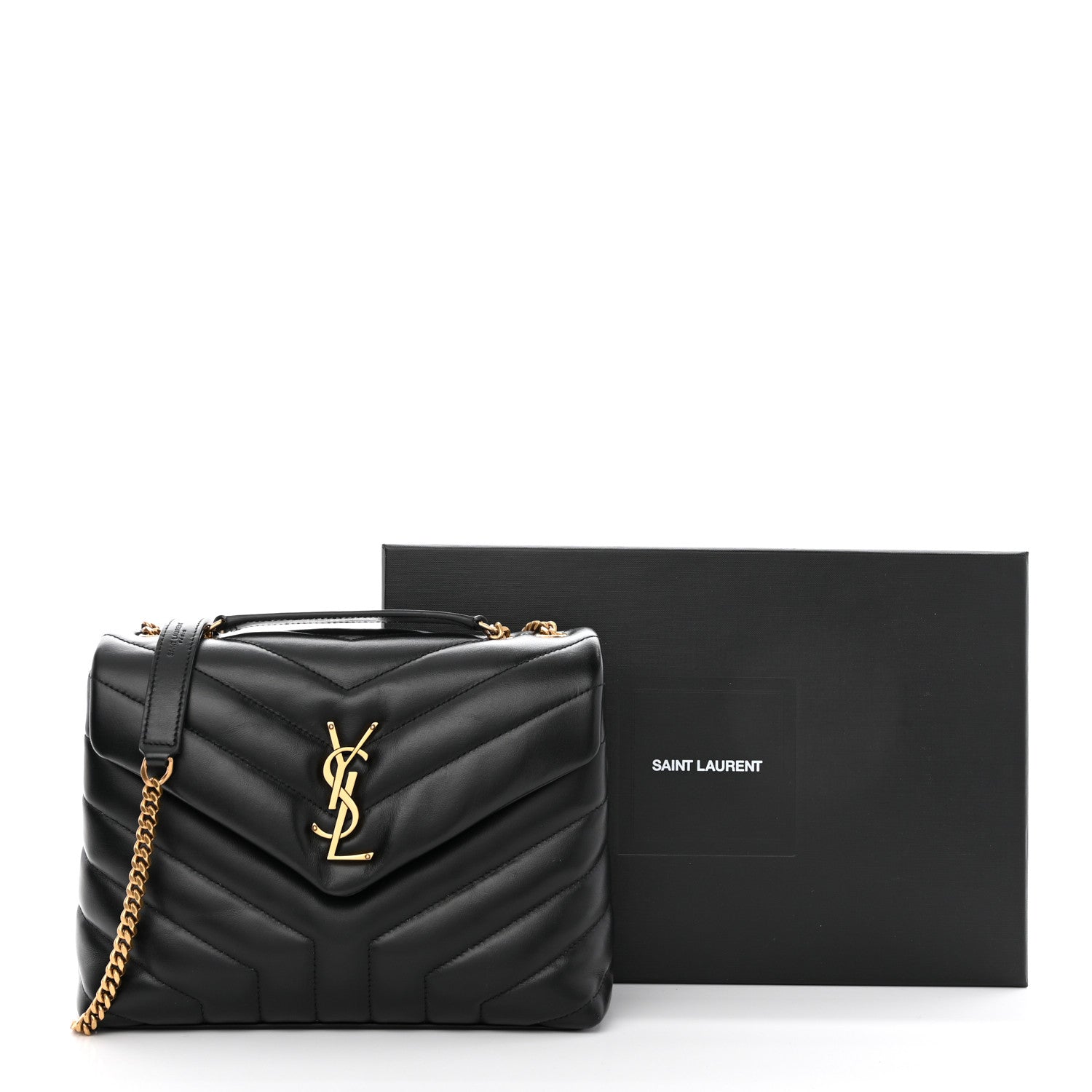 Saint Laurent Calfskin Y Quilted Monogram Small Loulou Chain Satchel Black 12 of 12
