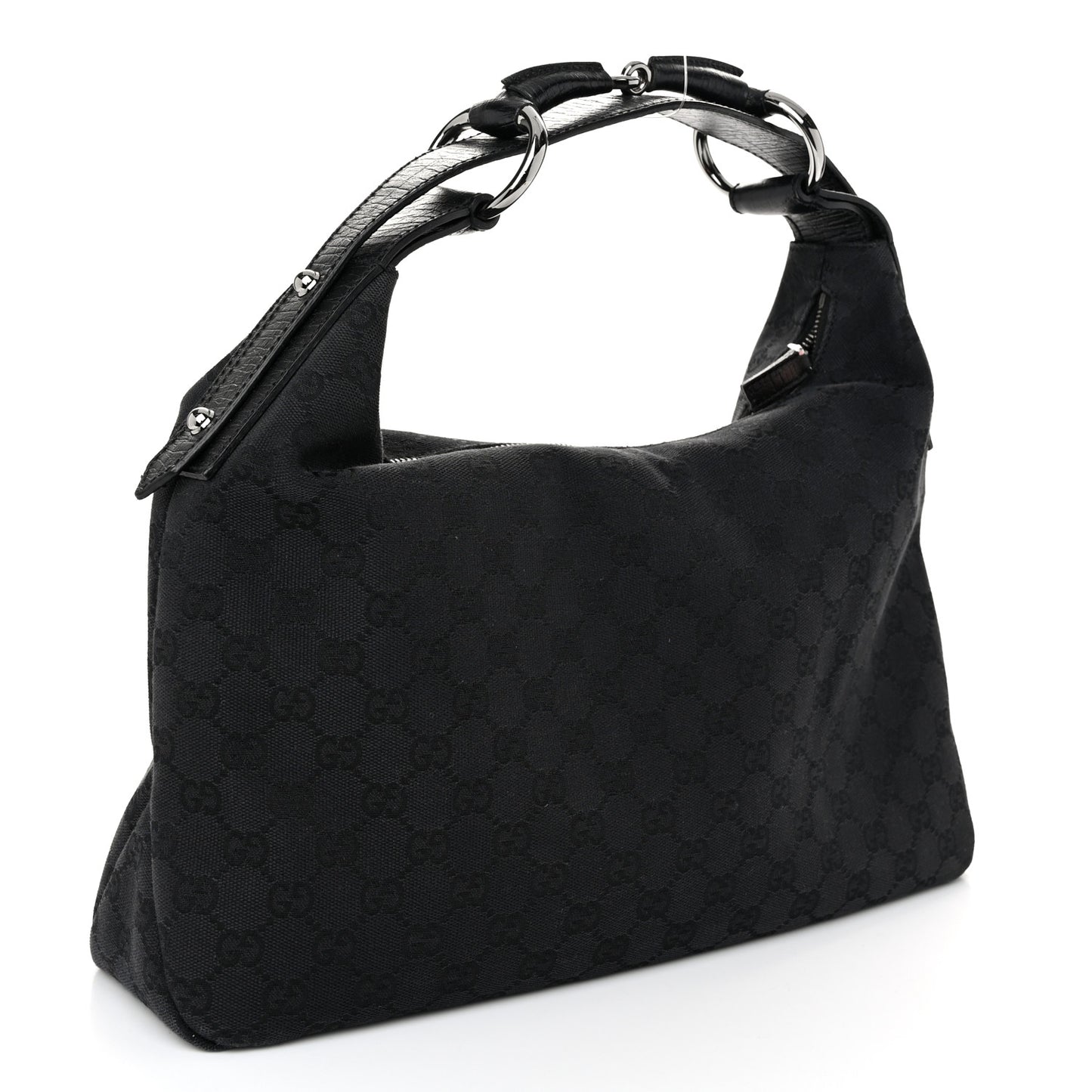 Monogram Medium Horsebit Chain Hobo Black
