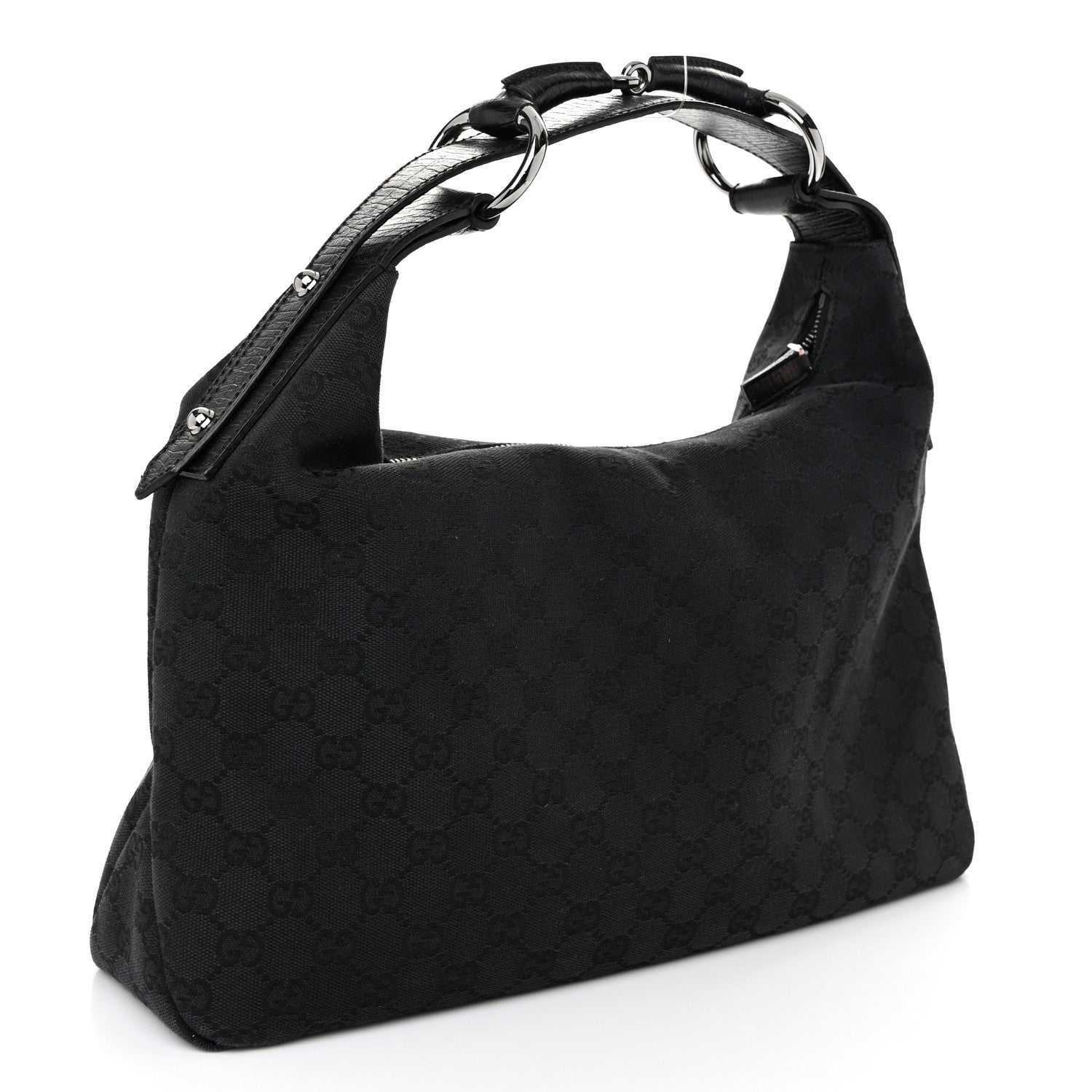 Gucci Monogram Medium Horsebit Chain Hobo Black 3 of 10