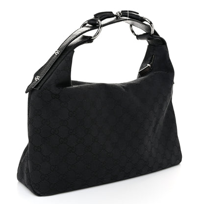 Gucci Monogram Medium Horsebit Chain Hobo Black 3 of 10