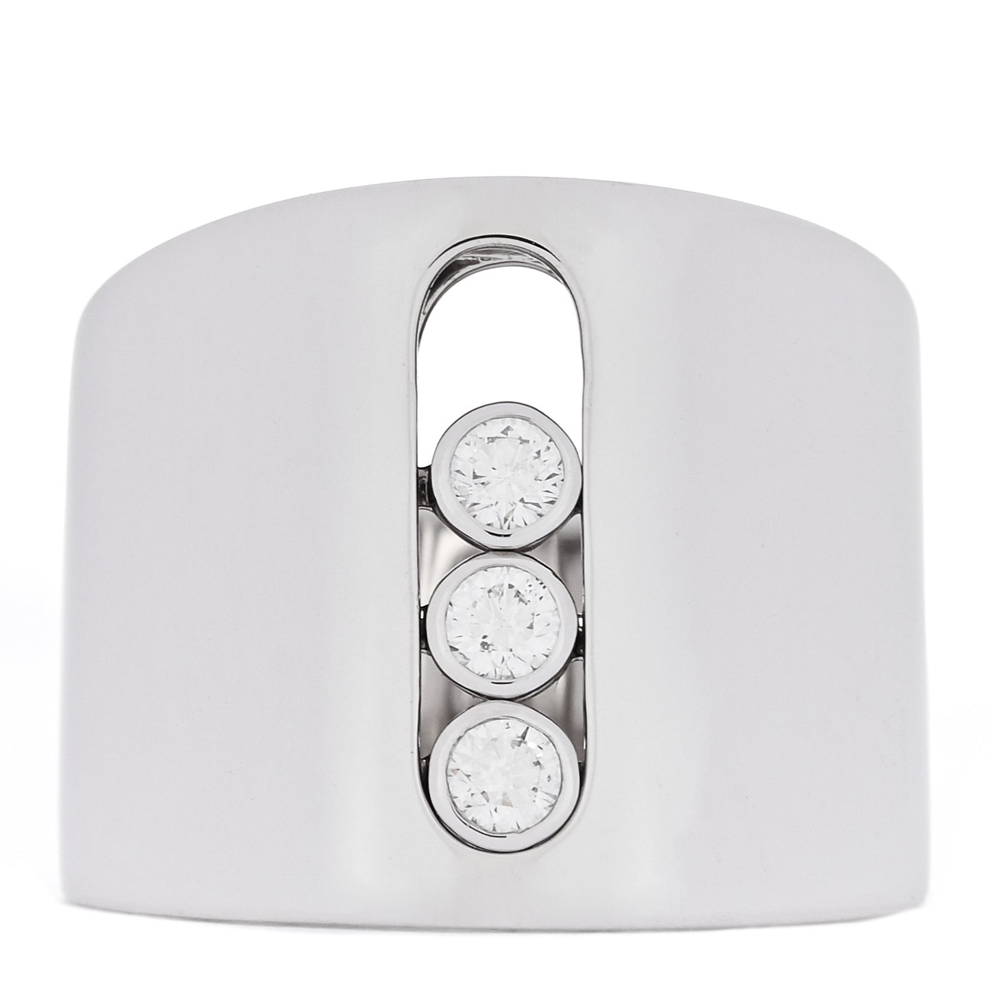 18K White Gold Diamond Move Noa Wide Band Ring 53 6.5