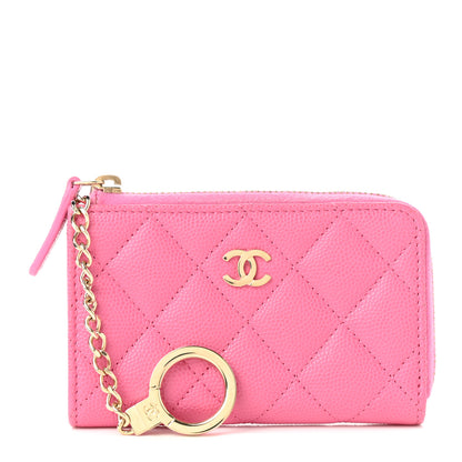 Chanel Caviar Quilted Zipped Key Holder Case Pink 1 of 8