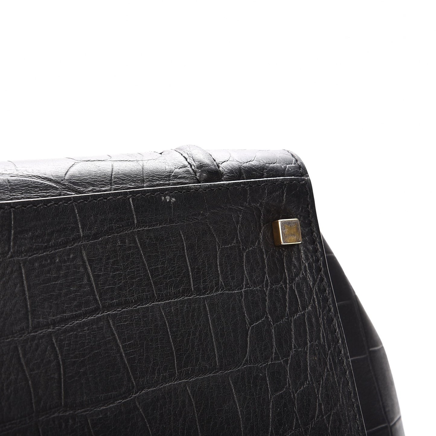 Crocodile Embossed Calfskin Large Phantom Luggage Black