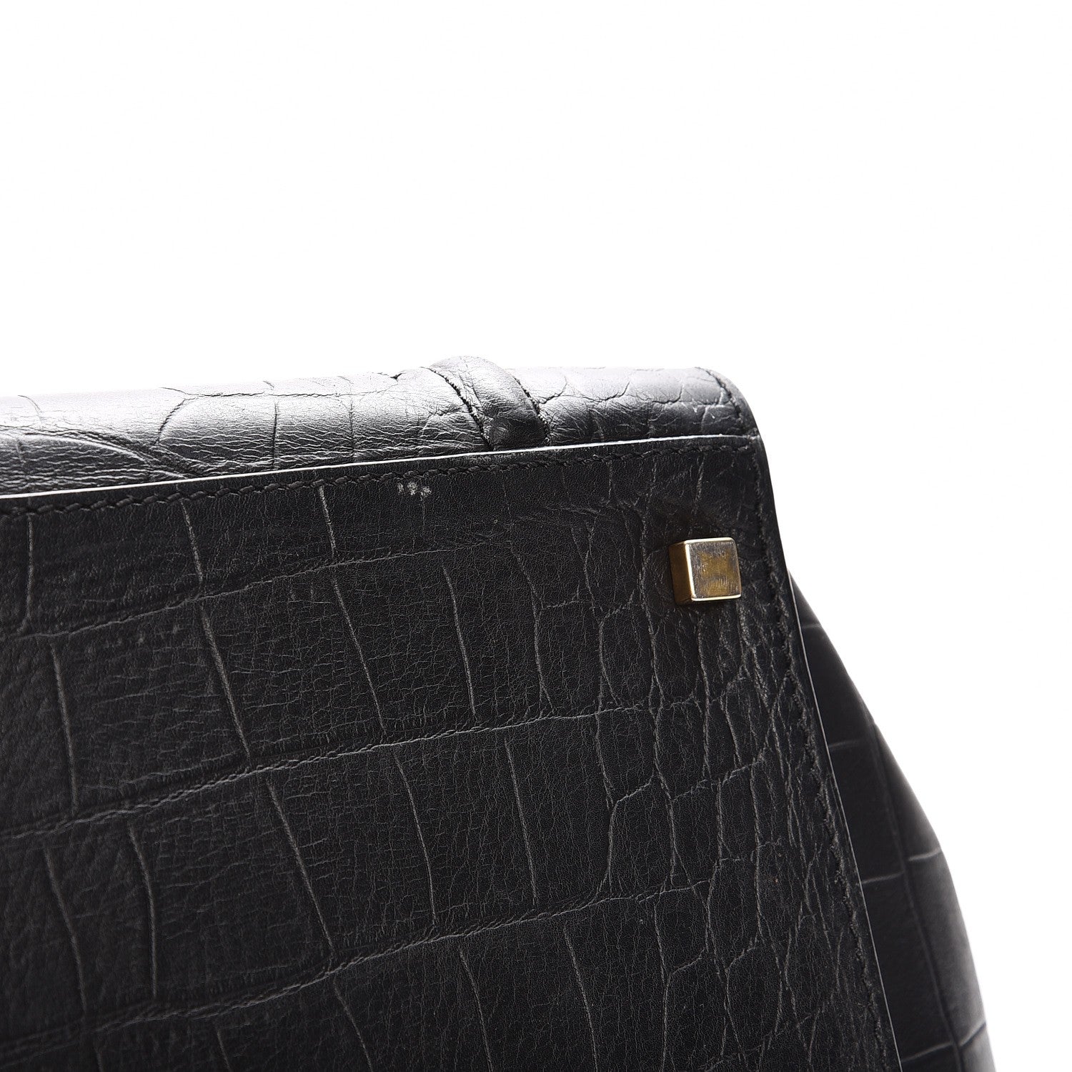 Celine Crocodile Embossed Calfskin Large Phantom Luggage Black 8 of 9