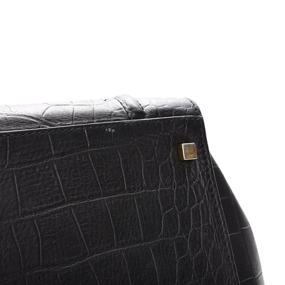 Celine Crocodile Embossed Calfskin Large Phantom Luggage Black 8 of 9