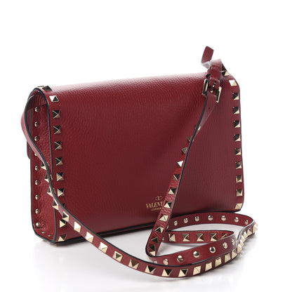 Valentino Garavani Pebbled Calfskin Medium Rockstud Flip Lock Crossbody Bag Rubino 2 of 10