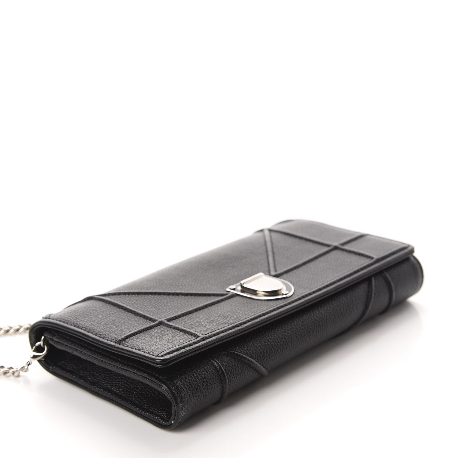 Christian Dior Grained Calfskin Diorama Croisiere Chain Wallet Black 3 of 12