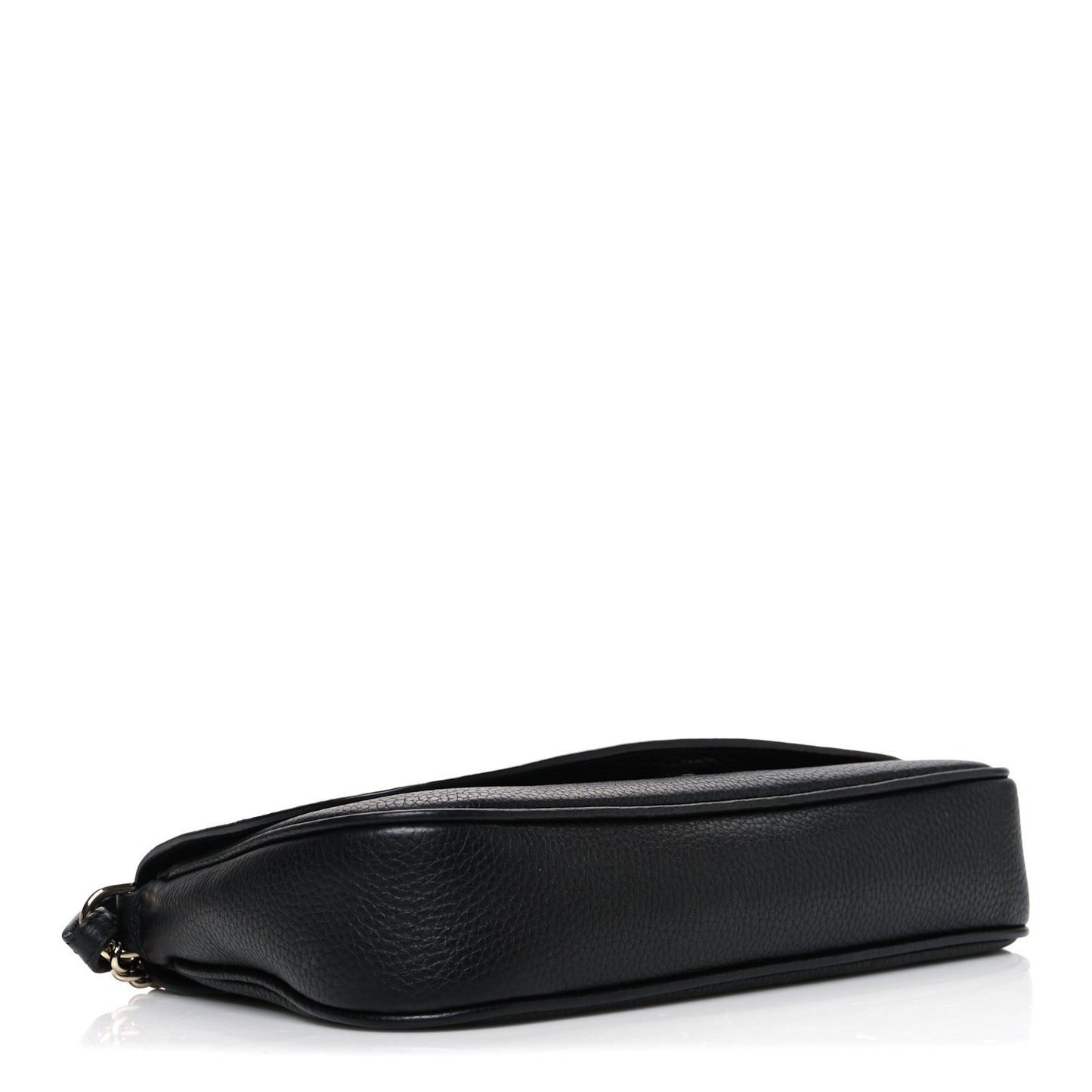 Pebbled Calfskin Medium Soho Flap Crossbody Black