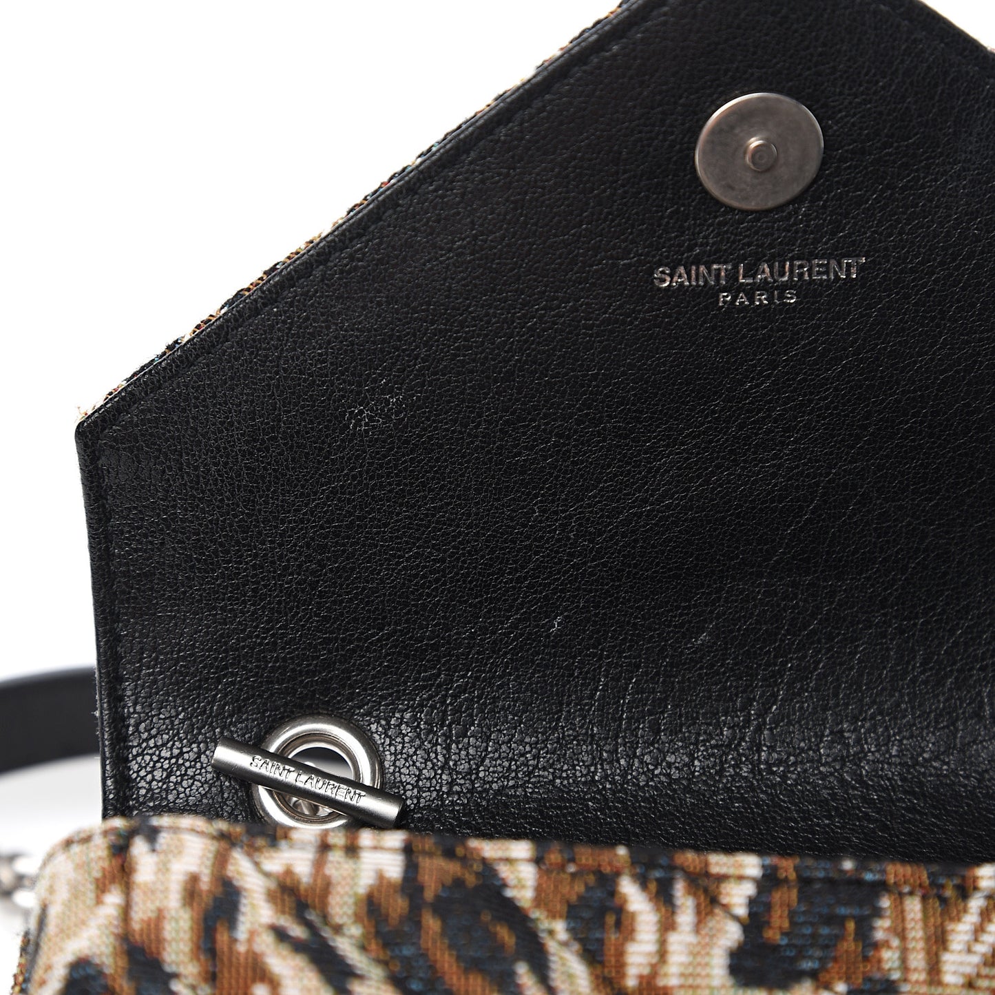 Jacquard Leopard Matelasse Chevron Monogram Baby Chain Bag Black