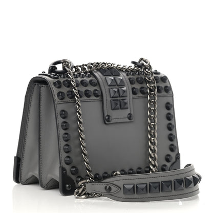 Prada City Calfskin Saffiano Studded Cahier Bag Mercurio 3 of 13