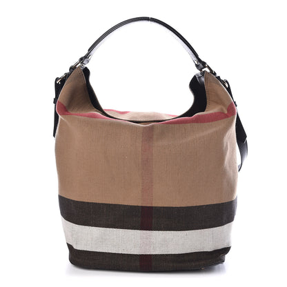 Burberry Canvas Mega Check Medium Ashby Hobo Black 1 of 10