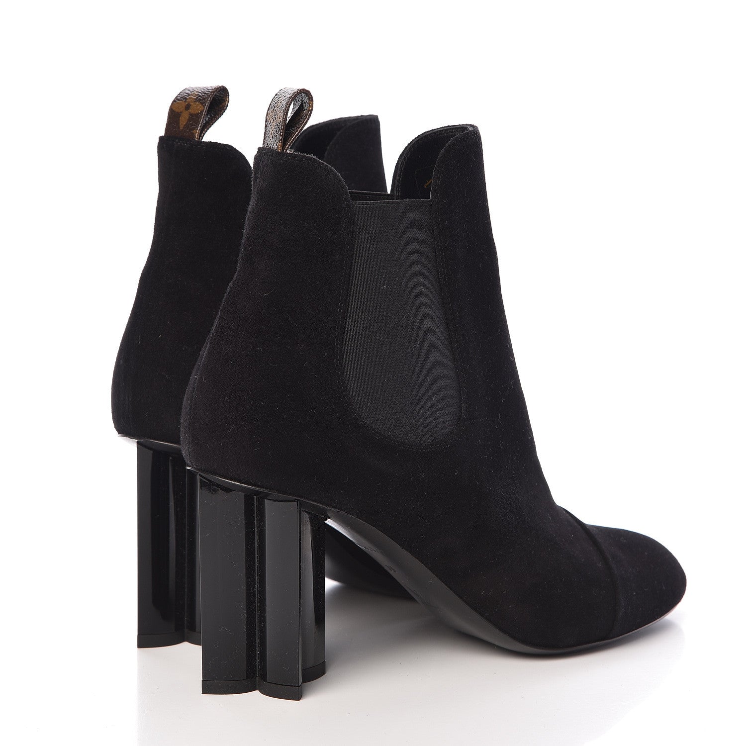 Louis Vuitton Suede Monogram Uniformes Cap Toe Chelsea 80mm Ankle Boots 39 Black 4 of 11