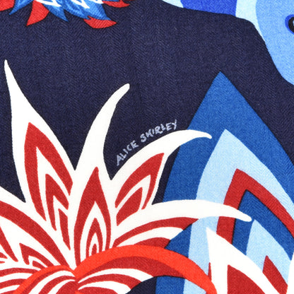 Hermes Cashmere Silk The Three Graces Shawl 140 Bleu Rouge White 4 of 5