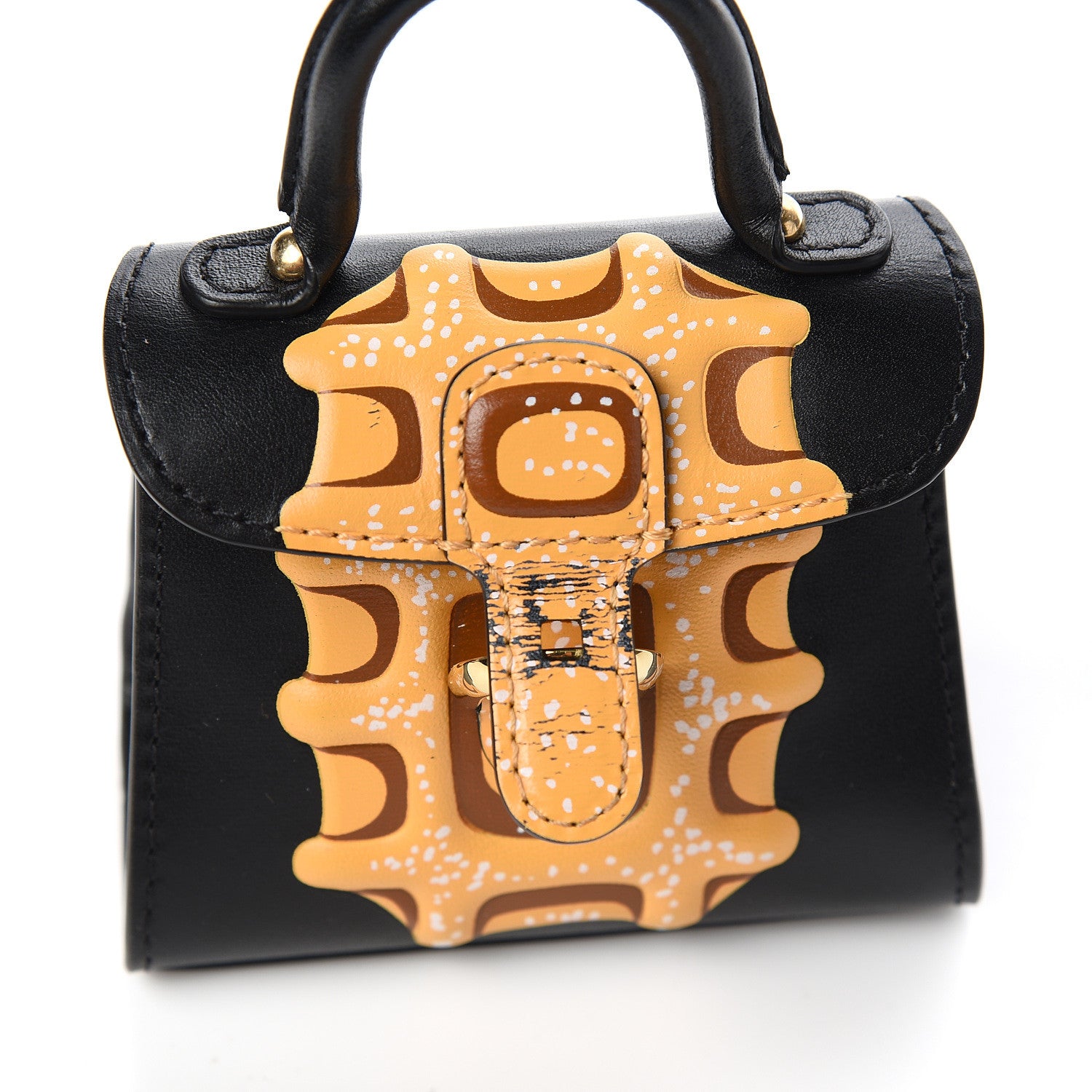 Delvaux Calfskin Print Mini Brillant Bag Charm Black Multicolor 3 of 5
