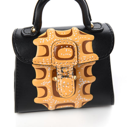 Delvaux Calfskin Print Mini Brillant Bag Charm Black Multicolor 3 of 5