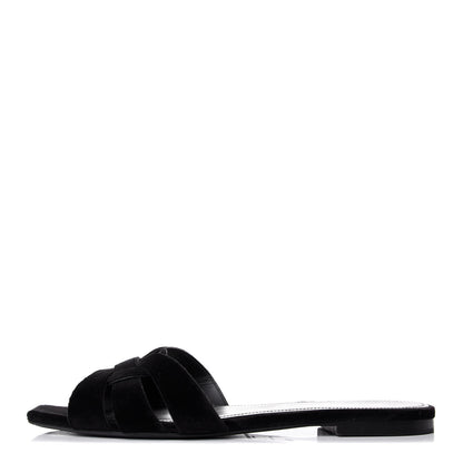 Saint Laurent Velvet Nu Pied 05 Sandals 38.5 Black 1 of 5