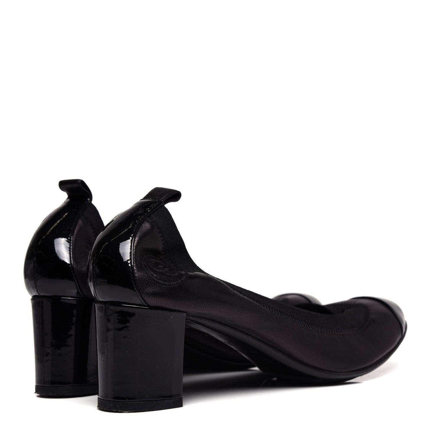 Lambskin Patent CC Elastic Stretch Pumps 38 Black
