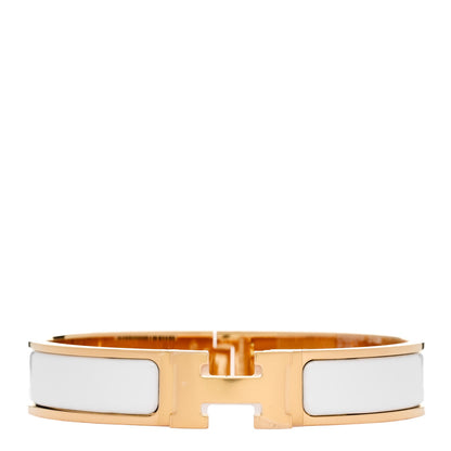 Hermes Enamel Narrow Clic Clac H Bracelet GM White 1 of 5