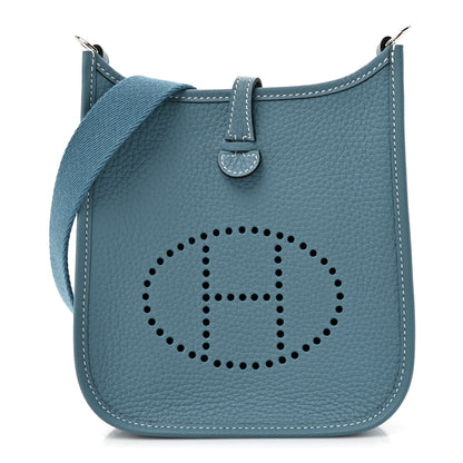 Hermes Taurillon Clemence Evelyne TPM New Blue Jean 1 of 11