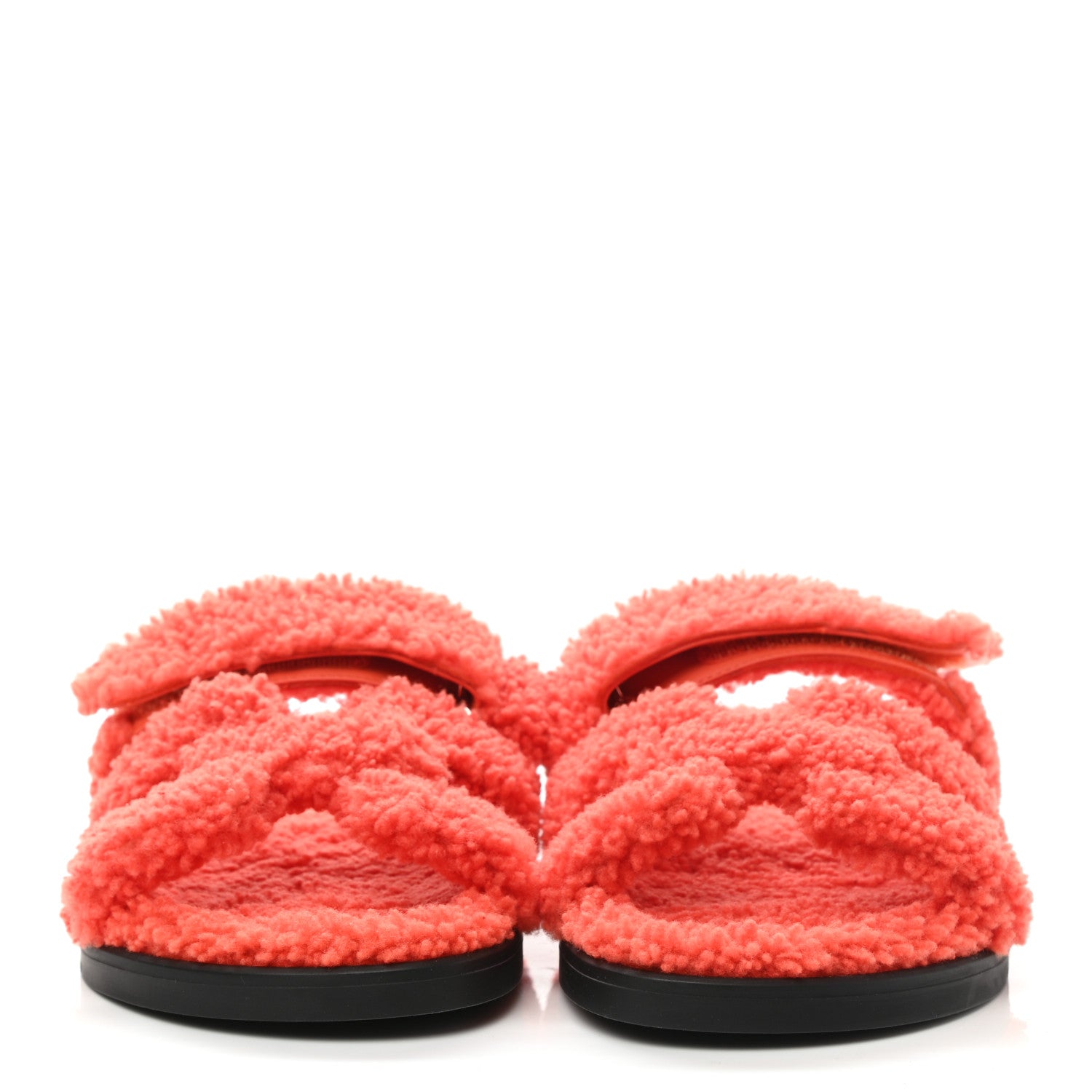 Hermes Woolskin Womens Chypre Sandals 37.5 Orange 2 of 7