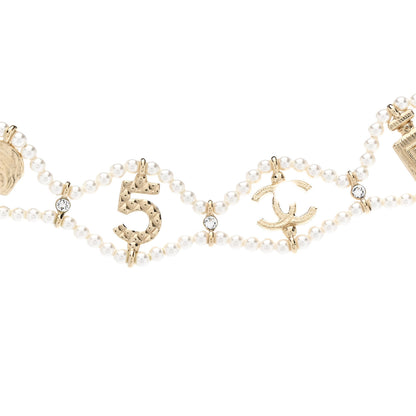 Chanel Pearl Crystal CC No 5 Perfume Bottle Choker Necklace Gold 4 of 6
