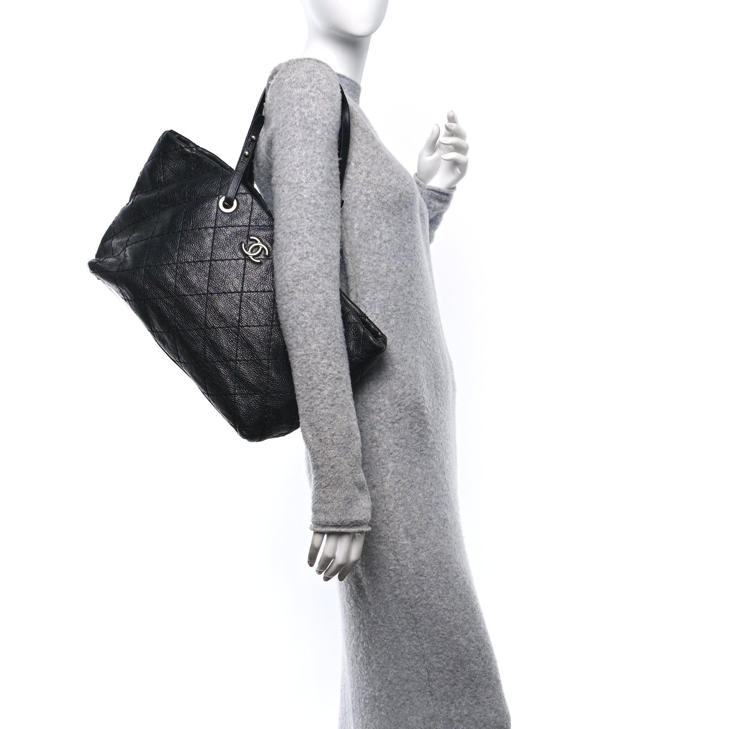 Glazed Calfskin Large On The Road Tote Black