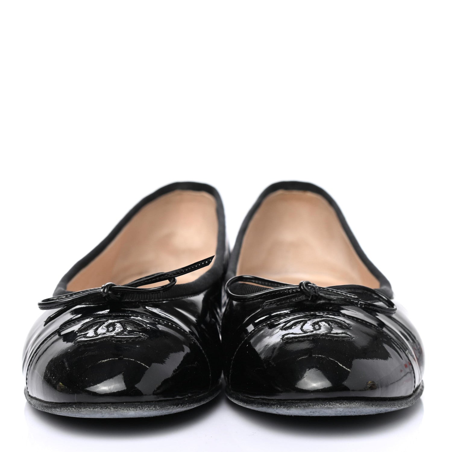 Chanel Patent CC Cap Toe Ballerina Flats 38 Black 2 of 4
