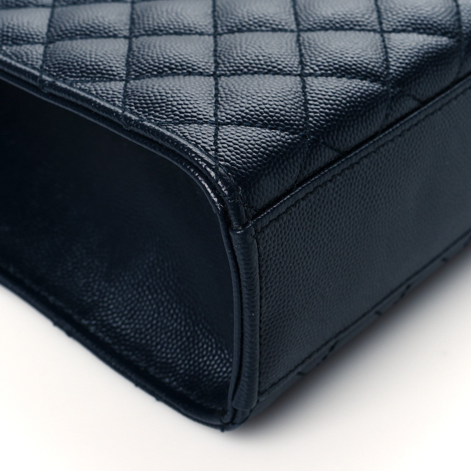Saint Laurent Grain De Poudre Mixed Matelasse Triquilt Large Monogram Satchel Deep Marine 9 of 10