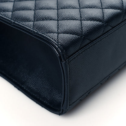 Saint Laurent Grain De Poudre Mixed Matelasse Triquilt Large Monogram Satchel Deep Marine 9 of 10