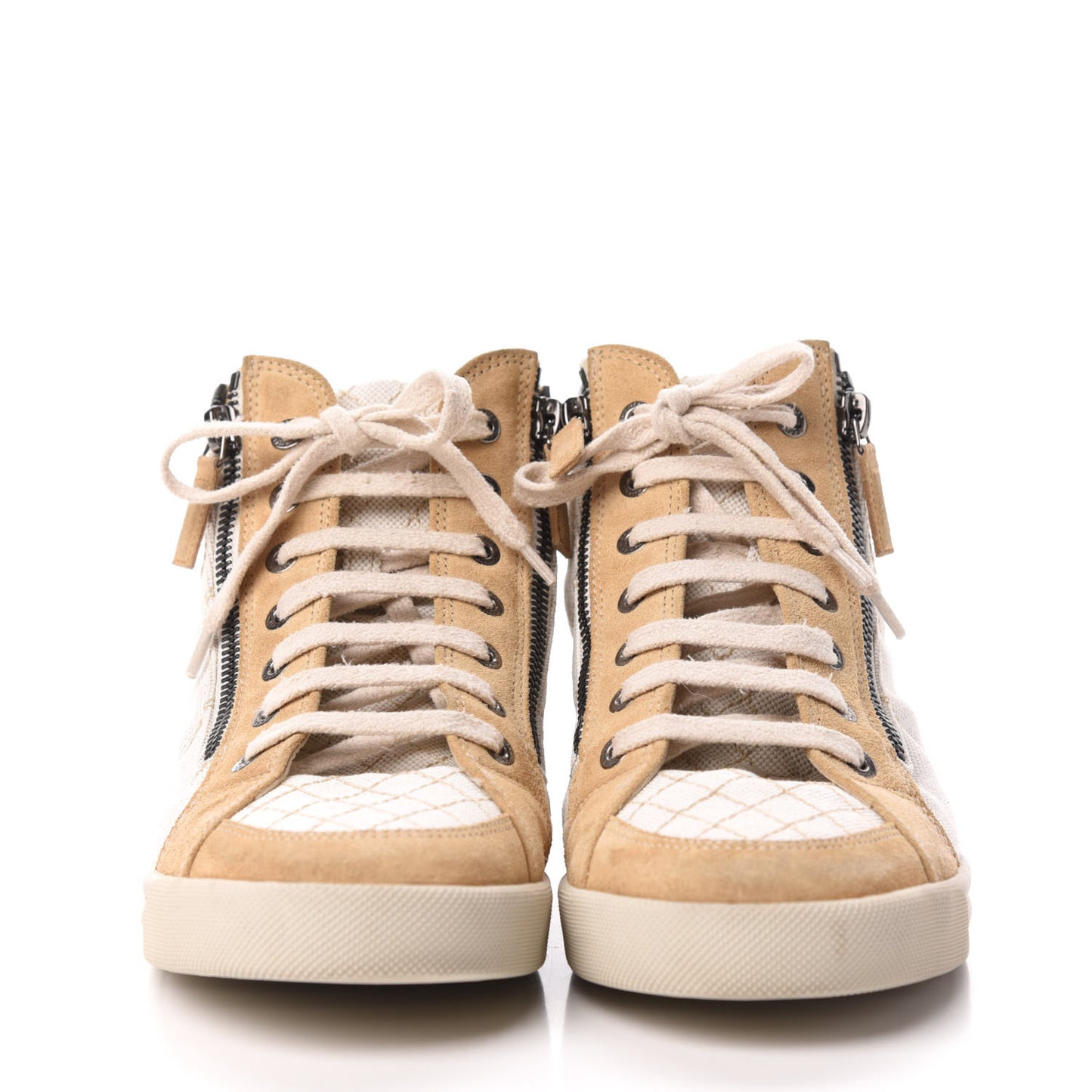 Toile Suede CC High Top Sneakers 38.5 Beige White