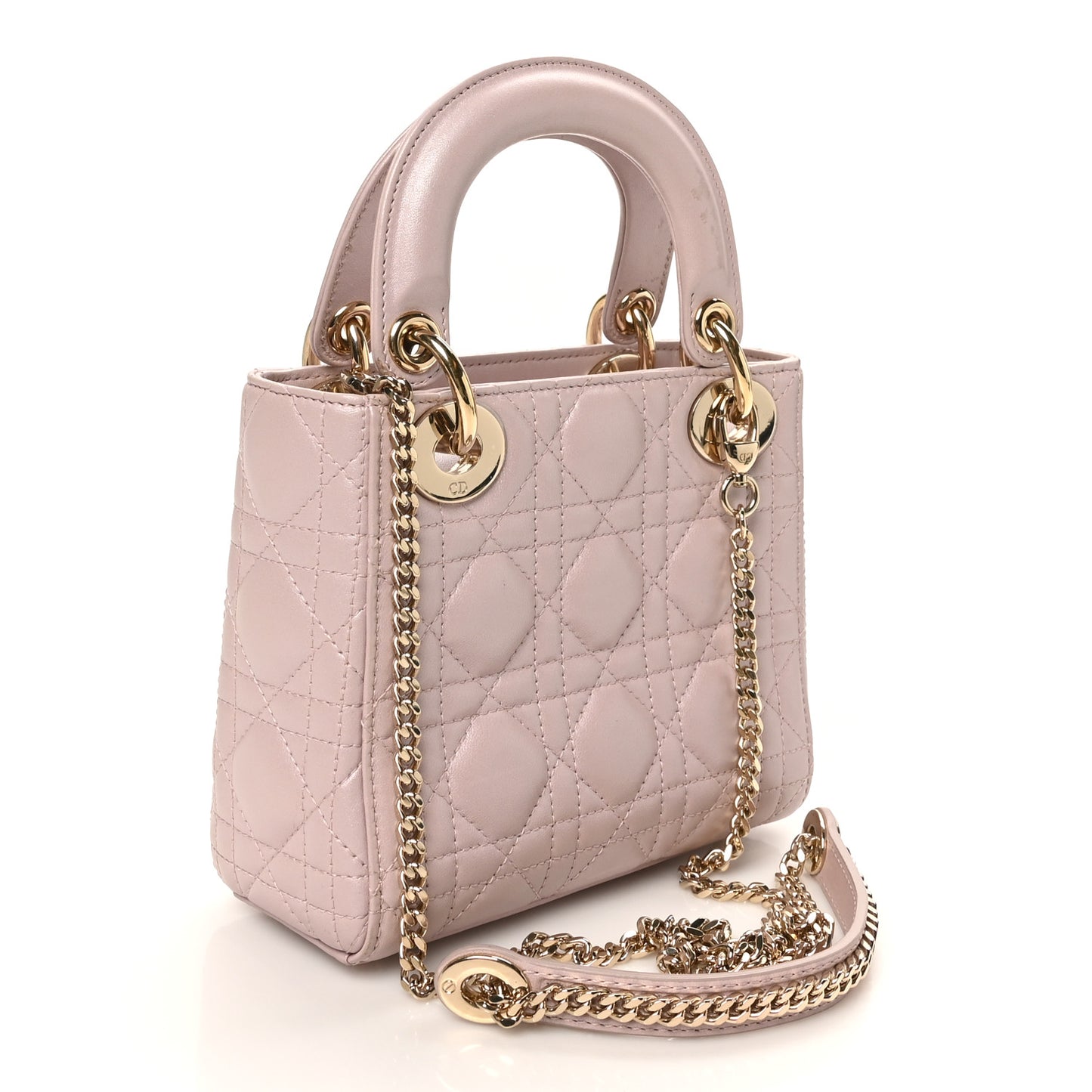 Lambskin Cannage Mini Lady Dior Rose Clair