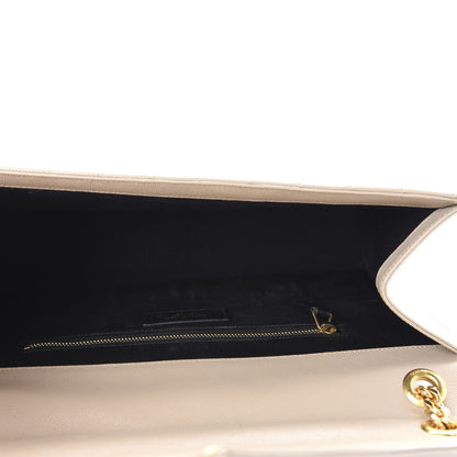 Saint Laurent Grain De Poudre Matelasse Chevron Large Monogram Satchel Dark Beige 5 of 14