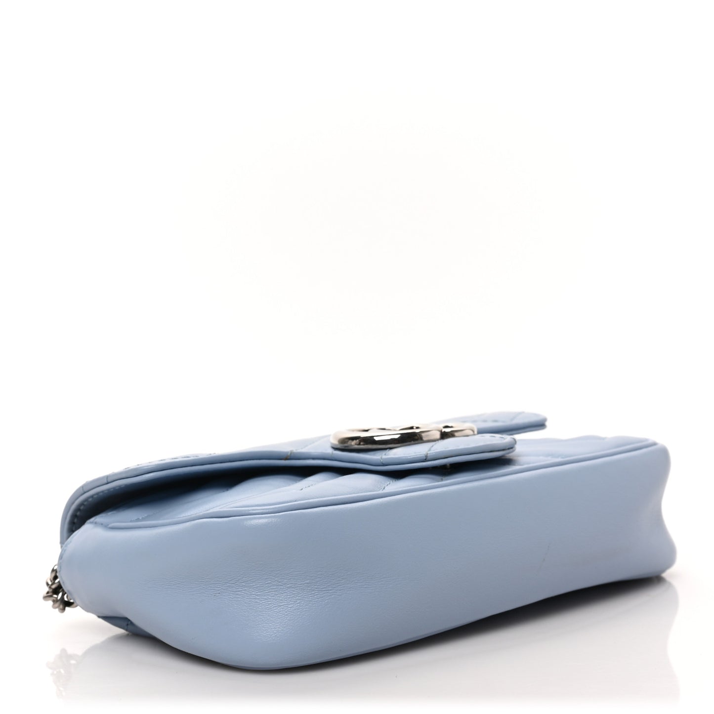 Calfskin Matelasse Super Mini GG Marmont Shoulder Bag Porcelain Light Blue